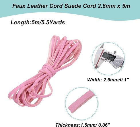 MECCANIXITY Faux Leather Cord Suede Cord, 5.5 Yards 2.6mm String Flat Rope Thread for Bracelet Necklace Beading Jewelry DIY Art Crafts, Yellow, 1 Pack in Saudi Arabia