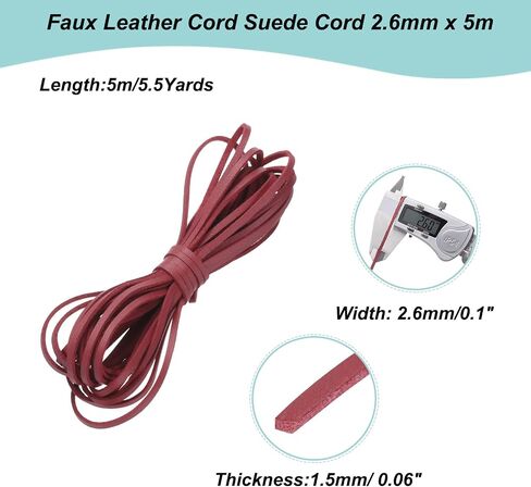 MECCANIXITY Faux Leather Cord Suede Cord, 5.5 Yards 2.6mm String Flat Rope Thread for Bracelet Necklace Beading Jewelry DIY Art Crafts, Yellow, 1 Pack in Saudi Arabia