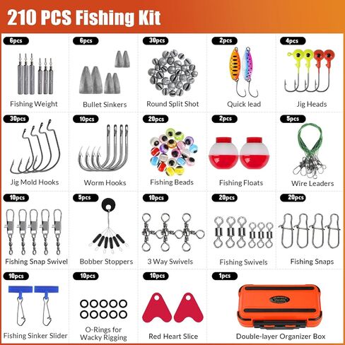 THKFISH 248pcs Fishing Accessories Kit，Fishing Tackle Box with Tackle Included Including Jig Hooks, Bullet Bass Casting Sinker Weights, Fishing Swivels Snaps, Sinker Slides, Perfect Fishing Gear in Kuwait