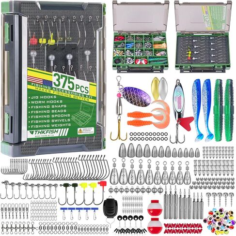 THKFISH 248pcs Fishing Accessories Kit，Fishing Tackle Box with Tackle Included Including Jig Hooks, Bullet Bass Casting Sinker Weights, Fishing Swivels Snaps, Sinker Slides, Perfect Fishing Gear in Kuwait