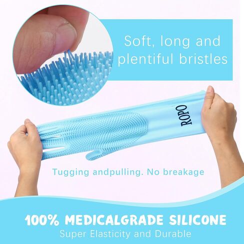 ROPO silicone gloves for pet grooming, multi-functional gloves for pet hair shedding, bathing, and massage (Grey) in Kuwait