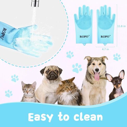 ROPO silicone gloves for pet grooming, multi-functional gloves for pet hair shedding, bathing, and massage (Grey) in Kuwait