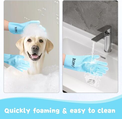 ROPO silicone gloves for pet grooming, multi-functional gloves for pet hair shedding, bathing, and massage (Grey) in Kuwait