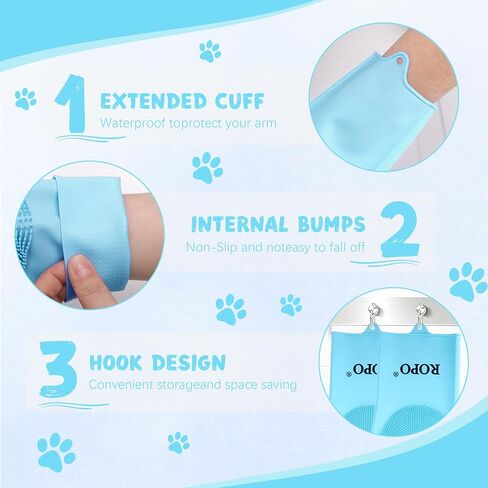 ROPO silicone gloves for pet grooming, multi-functional gloves for pet hair shedding, bathing, and massage (Grey) in Kuwait