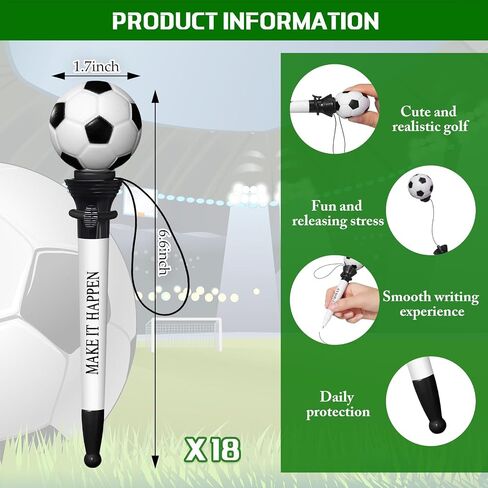 18 Pcs Soccer Inspirational Pens Funny Sports Themed Ballpoint Pens Novelty Motivational Gifts Ball Sports Inspirational Gifts for Teacher Award Office Party Favors Supplies in Saudi Arabia