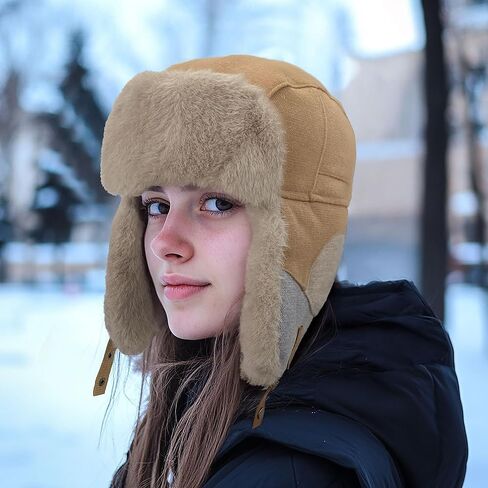 قبعات منفوخة للطقس البارد من Croogo قبعة الصياد قبعة شتوية سميكة فروي Ushanka قبعة روسية مقاومة للرياح قبعة تزلج مع غطاء للأذن in Kuwait