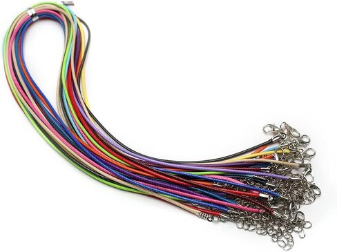 QSLLER 100pcs Black PU Leather Cord Wax Rope Chain Necklace 45cm+5cm Stainless Steel Chains For DIY Jewelry Making Pendant Supplies in Saudi Arabia