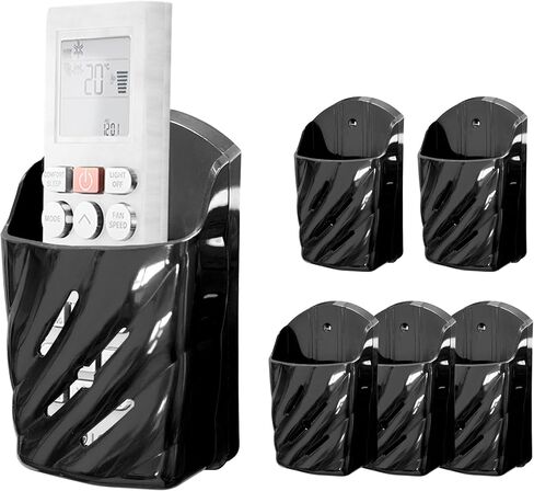 Remote Control Wall Mount 4Pcs Stylish Remote Organizer ABS Plastic Storage Box for TV AC Fan Remotes, No-Drill Adhesive or Screw Installation for Bedroom Headboard Office (Black) in Saudi Arabia