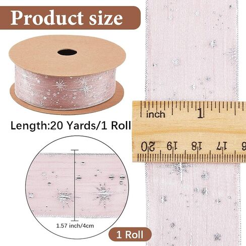 20 ياردة 1 5/8 بوصة نجم فضية أبيض نمط طباعة organza chiffon trim بريق النجوم الشفافة الشفافية شريط النسيج البوليستر لخياطة صنع الهدايا ديكور المنزل الحرف باقة ديي in Kuwait