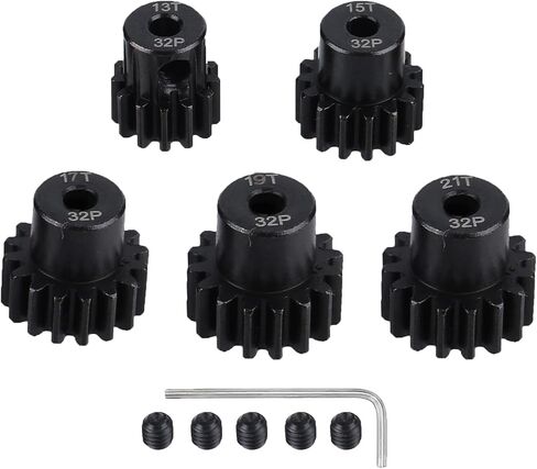 5Pcs Metal Steel 32P Pinion Gear Sets 12T 14T 16T 18T 20T with Hex Key for 1/10 Crawler Truck Traxxas Arrma HSP HPI AXIAL Tamiya LOSI RC Car Upgraded Parts (12T 14T 16T 18T 20T) in Kuwait