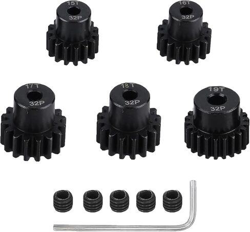 5Pcs Metal Steel 32P Pinion Gear Sets 12T 14T 16T 18T 20T with Hex Key for 1/10 Crawler Truck Traxxas Arrma HSP HPI AXIAL Tamiya LOSI RC Car Upgraded Parts (12T 14T 16T 18T 20T) in Kuwait
