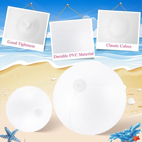 36 Pcs Inflatable Beach Balls Bulk 6" 12" 16" 24" 40" Multiple Sizes PVC Summer Swimming Pool Ball for Adults Outdoor Beach Hawaii Water Games Party Decorations in Kuwait