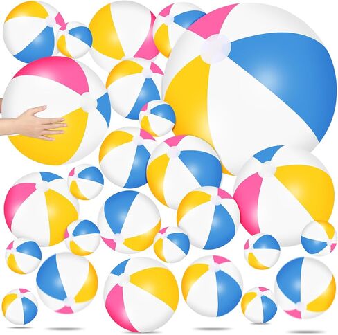 36 Pcs Inflatable Beach Balls Bulk 6" 12" 16" 24" 40" Multiple Sizes PVC Summer Swimming Pool Ball for Adults Outdoor Beach Hawaii Water Games Party Decorations in Kuwait