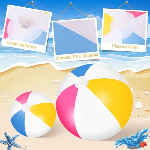 36 Pcs Inflatable Beach Balls Bulk 6" 12" 16" 24" 40" Multiple Sizes PVC Summer Swimming Pool Ball for Adults Outdoor Beach Hawaii Water Games Party Decorations in Kuwait