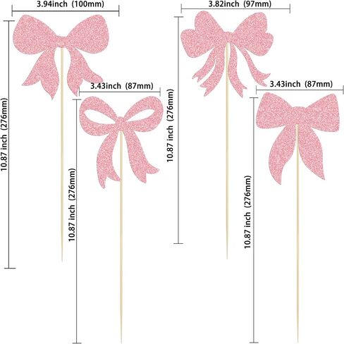 Gyufise 12Pcs Bow Centerpiece Sticks Birthday Bowknot Ribbons Coquette Table Flower Centerpieces Sticks Bow High Footed Party Decorations for Bridal Shower Birthday Wedding Party Supplies Pink in Kuwait