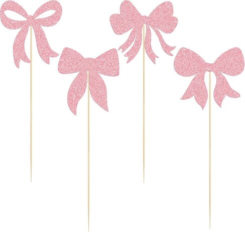 Gyufise 12Pcs Bow Centerpiece Sticks Birthday Bowknot Ribbons Coquette Table Flower Centerpieces Sticks Bow High Footed Party Decorations for Bridal Shower Birthday Wedding Party Supplies Pink in Kuwait