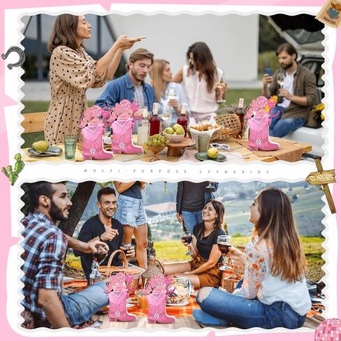 8 Sets 129 Pcs Cowboy Western Party Centerpieces Cowboy Party Decorations Western Table Toppers with cowboy boots shaped box cutouts and sticks for Western Party Birthday Decor (Cowboy,Brown) in Kuwait