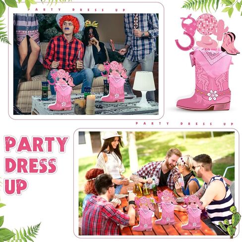 8 Sets 129 Pcs Cowboy Western Party Centerpieces Cowboy Party Decorations Western Table Toppers with cowboy boots shaped box cutouts and sticks for Western Party Birthday Decor (Cowboy,Brown) in Kuwait