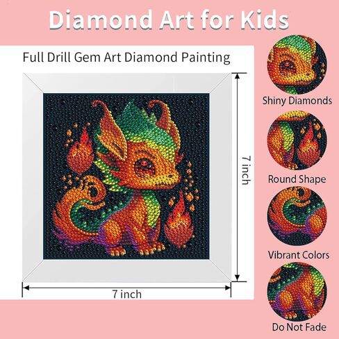 Meothan 5D Diamond Art Kits for Kids ، DIY easy Stitch Stitch Diamond Painting Kits for Kids ، Full Drill Big Gem Art by Number Dots for Childrens تتراوح أعمارهم in Kuwait