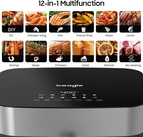 iceagle Dual Air Fryer 11 Quart - 6-in1 Airfryer with 2 Frying Baskets, Precise-control Knob | Sync & Dual Cook Functions to Ary Fry, Roast, Broil, Reheat and Dehydrate for Easy and Crispy Meals in Saudi Arabia