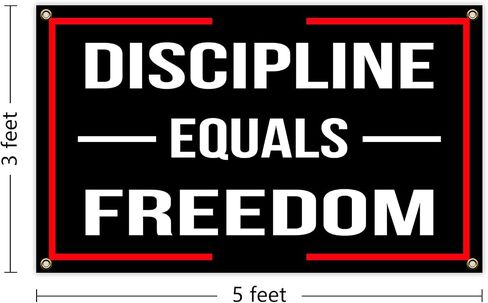 Discipline Equals Freedom Motivational Flag 3x5 Feet with 4 Brass Washers for College Dorm Study Man Cave Gym Office Bedroom Motivational Wall Decor. (Discipline Equals Freedom) in Saudi Arabia