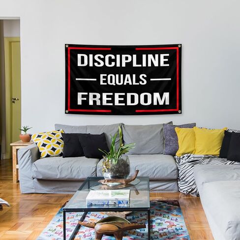 Discipline Equals Freedom Motivational Flag 3x5 Feet with 4 Brass Washers for College Dorm Study Man Cave Gym Office Bedroom Motivational Wall Decor. (Discipline Equals Freedom) in Saudi Arabia