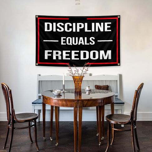 Discipline Equals Freedom Motivational Flag 3x5 Feet with 4 Brass Washers for College Dorm Study Man Cave Gym Office Bedroom Motivational Wall Decor. (Discipline Equals Freedom) in Saudi Arabia