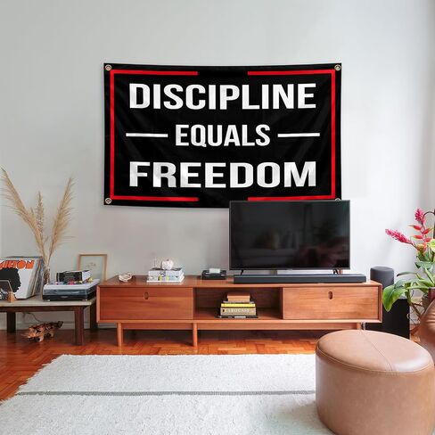 Discipline Equals Freedom Motivational Flag 3x5 Feet with 4 Brass Washers for College Dorm Study Man Cave Gym Office Bedroom Motivational Wall Decor. (Discipline Equals Freedom) in Saudi Arabia