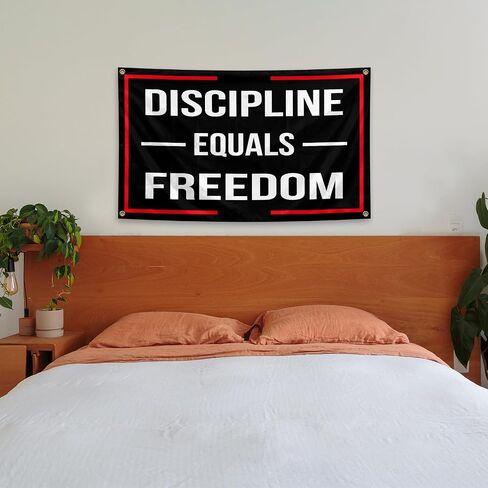 Discipline Equals Freedom Motivational Flag 3x5 Feet with 4 Brass Washers for College Dorm Study Man Cave Gym Office Bedroom Motivational Wall Decor. (Discipline Equals Freedom) in Saudi Arabia
