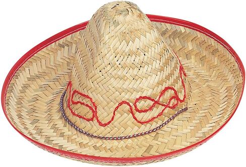 Sombrero الطفل الأنيق مع تقليم فحص أحمر (32 سم) قطعة واحدة - قبعة مكسيكية مثالية مع تصميم جذاب للنظر in Kuwait