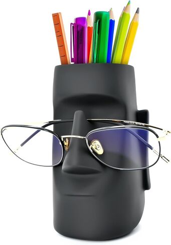 Multifunctional Handmade Eyeglass Holder and Pen Holder Desk Organizer for Office, Home Decor,Creative vase, Makeup Brush Storage (Black) in Saudi Arabia