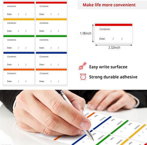 100 PCS Freezer Labels Easy Peel Off ، ملصقات ملصقات الطعام ، لا توجد ملصقات تاريخ ثلاجة بقايا لزجة (Blue) in Kuwait
