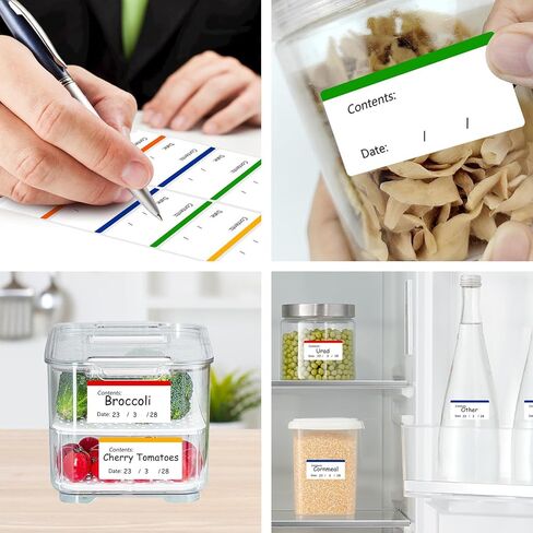 100 PCS Freezer Labels Easy Peel Off ، ملصقات ملصقات الطعام ، لا توجد ملصقات تاريخ ثلاجة بقايا لزجة (Blue) in Kuwait
