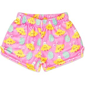 iscream Big Girls Cutie Print Silky Soft Plush Shorts - Rainbow Friends, Medium (10/12)
