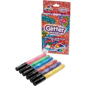 علامات Spektra Glitter - مجموعة من 6 ألوان نابضة بالحياة مع التشطيب الفوار - مثالية لصياغة مشاريع الصياغة والتزيين و DIY