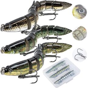 Goture Bass Fishing Lures Glide Bait, Jointed Swimbaits for Bass Fishing,Slow Sinking Swimming Bait,Topwater Fishing Lures for Freshwater Saltwater,Segment Swimming Lures, Lifelike Fishing Lures Kit