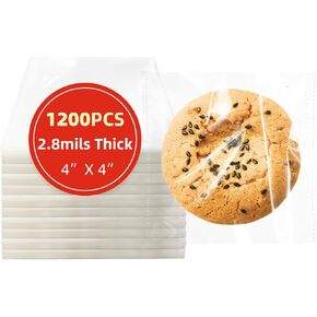 4x4 Inches 1200 Pcs Self Sealing Cellophane Bags Clear Cookie Bags Resealable Cellophane Bag for Packaging Gifts,Cookies,Favors,Products,Candy