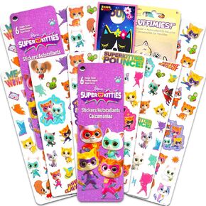 Disney Super Kitties Sticker Pack for Girls ، Kids - Super Kitties Party Favors Bundle مع 12 ورقة ملصقات Super Kitties للأطفال Birthday Party Goodie Bags | مجموعة لوازم حفلات ديزني سوبر البسيسات
