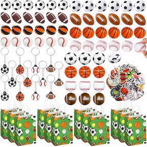 Aoriher 200 PCS Sport Party Party Set ، Sport Party Gift Fillers Foam Sports Callsains challes charser reaser prowd back cars for Baseball Basketball Football Birthday Gift (Sports Balls)