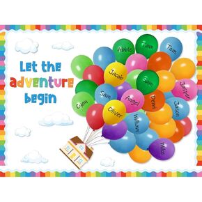 3D Colorful Balloon Bulletin Board Classroom Decoration Mix Adventure Balloon Cloud Bulletin Board Set Colorful Balloon Themed Cutouts for Classroom School Blackboard Wall Decor Party Supplies