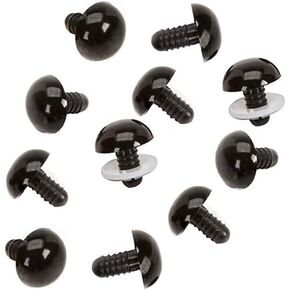 50pcs 15mm/0.59 بوصة الصلبة عيون سلامة بلاستيكية سوداء مع غسالات دوامة DIY عيون حرفة للدمى دمية دمية ألعاب حيوانية الخياطة ملحقات صياغة