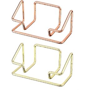 2PCS مكتب حامل بطاقة العمل ، حامل بطاقة الأعمال المعدنية عرض منظمي بطاقة معدنية لطيف وملحقات مكتب المكتب لسطح المكتب للمكتب (الذهب والذهب الوردي)
