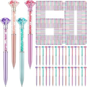 Zhehao 60 PCS Diamond Pens ، Crystal Glitter Bridal Duffer Points مجموعة كبيرة من الحبر الأسود الحبر الراين الخيالي للطلاب المدارس المدار