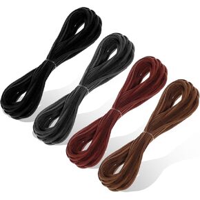 Cobee 4 PCS Leather Cord Leather Strings ، 5.5 Yard Leather Shoe Tlaces Corelace Necklace ، وسلسل سلسلة مجوهرات مسطحة لسلسلة لصنع المجوهرات ، والسوار ، والحرف اليدوية والحرف DIY (النوع 2)