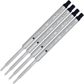 Lanier Combo Pack - 4 Pack - Monteverde® Soft Roll ™ Ballpoint W13 Paste Ink Enclable مع معظم أقلام حبر Waterman® - أسود (نصيحة متوسطة 0.7 مم)