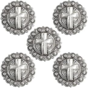 Western Saddle Headstall Leathercraft Art Belt Biker Tack Cross Concho Screwback Conchos Pack of 5 PCS - 1"
