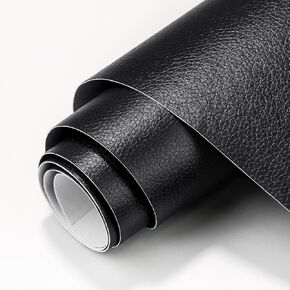 CAX Black Faux Leather Repair Patch 15.7x40 Inch Large Self-Adhesive Leather Repair Tape,Leather Repair Kit for Cabinets,Shelves,Sofa,Car Seats,Chairs,Bags,Shoes(Waterproof, Textured)