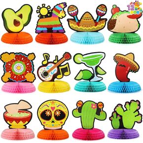 Joyin 12 PCS Fiesta Honeycomb Table Centerpiece 8.5 "من أجل المرح لوازم الحفلات Fiesta Taco ، ديكور الميكسيكي ، ديكور Cinco de Mayo Carnivals Party ، Taco Tuesday.