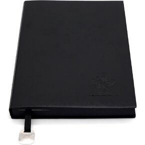 كتب الكلية المبطنة بالورق المجلة - 100 GSM 224 صفحة ورقة سميكة مع الحواف السوداء ، غلاف جلد فو ، غلاف الملاحظات A5 للعمل (أسود)