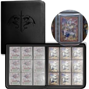 Toploader Binder ، حامل بطاقة 9 جيب الأكمام عقد 288 بطاقة. منظم تخزين الحالات في كتاب الألبوم ، يستخدم للبطاقات الرياضية ، كرة القدم ، البيسبول ، لعبة King ، Skylanders ، MTG ، بطاقات اللعبة "3 × 4" صلبة (أسود)